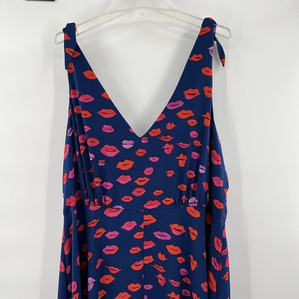 Betsy Johnson Tank Dress Red Lips Navy Dress 20W Lined - Picture 3 of 11